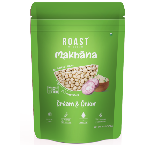 Case of 12 - Roast Foods Makhana Cream & Onion - 70 Gm (2.5 Oz)