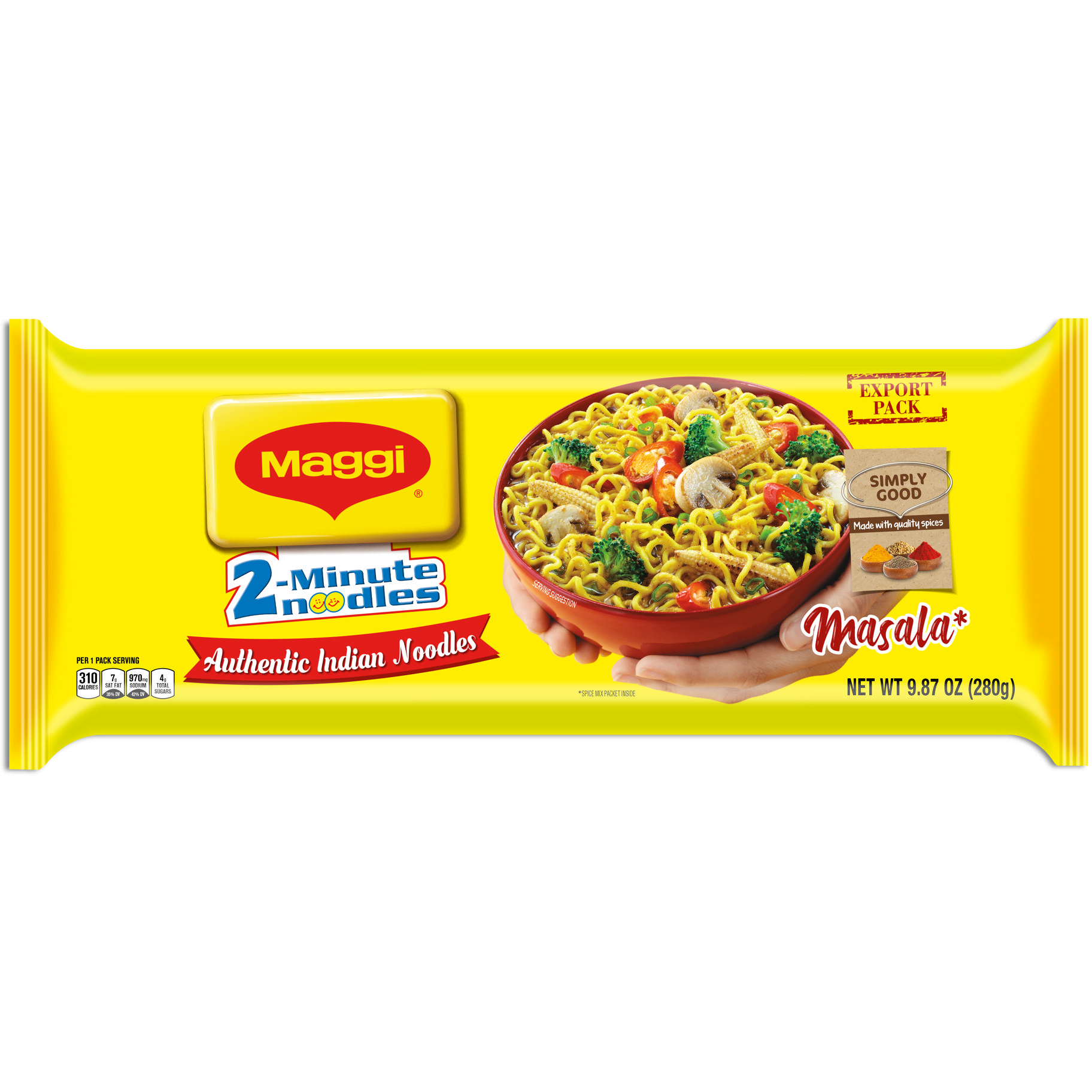 Case of 24 - Maggi 2 Minute Noodles 4 Pack - 280 Gm (9.88 Oz) [Fs]