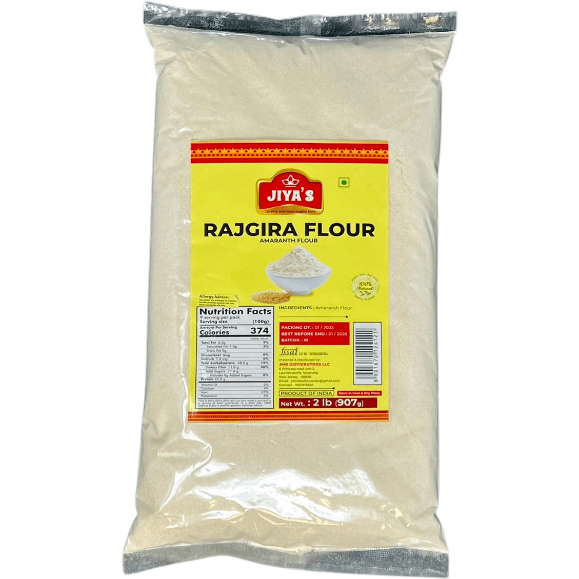 Case of 20 - Jiya's Rajgira Flour - 908 Gm (2 Lb)