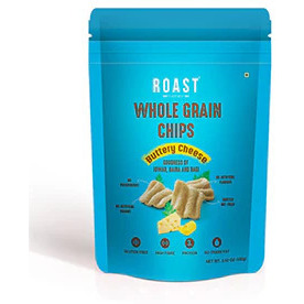 Case of 12 - Roast Foods Whole Grain Chips Buttery Cheese - 100 Gm (3.52 Oz)