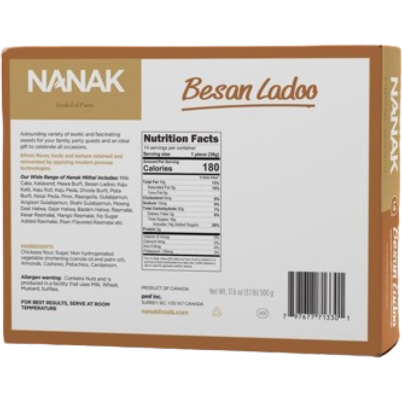 Nanak Besan Ladoo 14 Pc - 500 Gm (17.6 Oz)