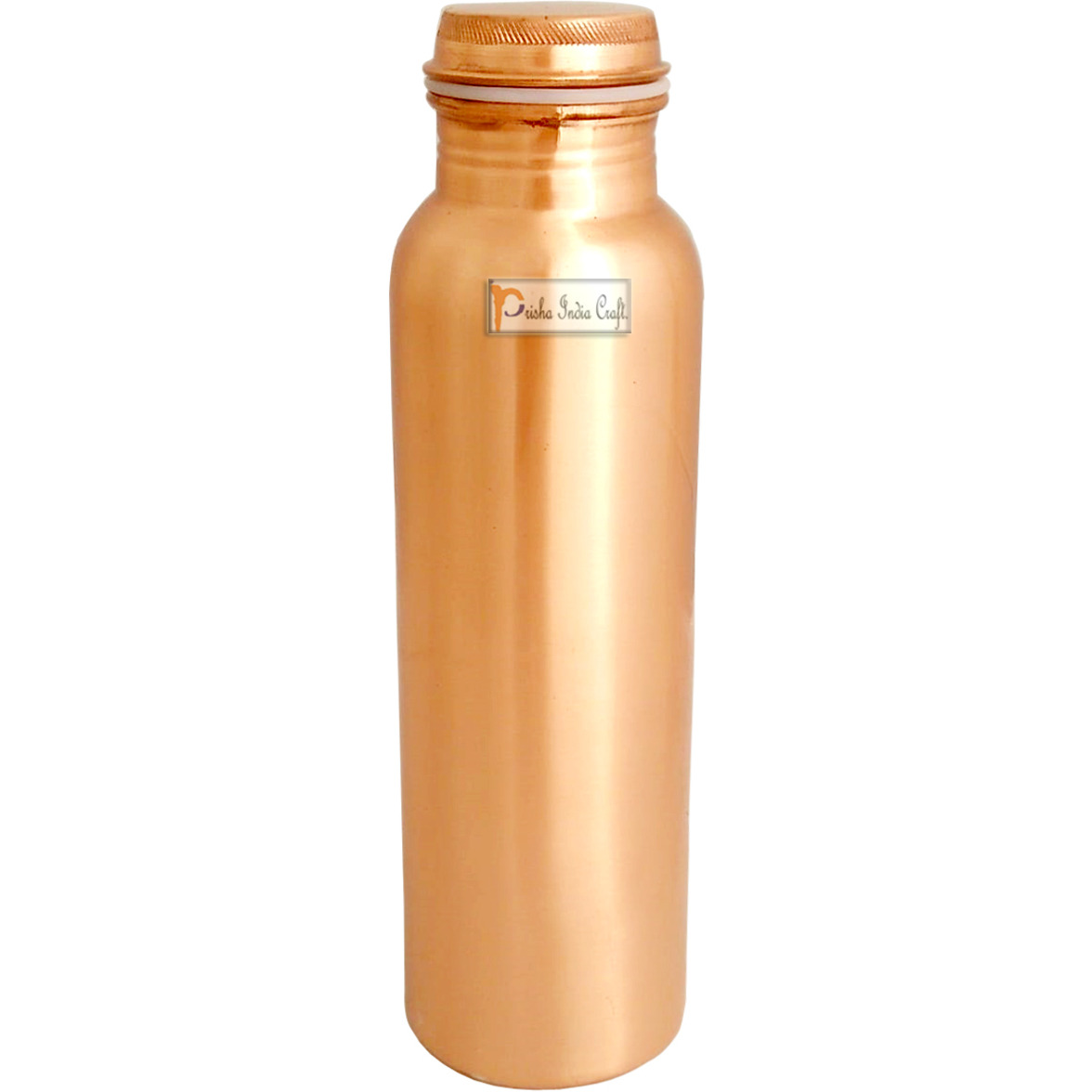 Prisha India Craft Matt Finish Lacqour Coated Anti Tarnished Joint Free New Designed Copper Bottle, Travel Essential, Drinkware, 1000 ML  33 OUNCE