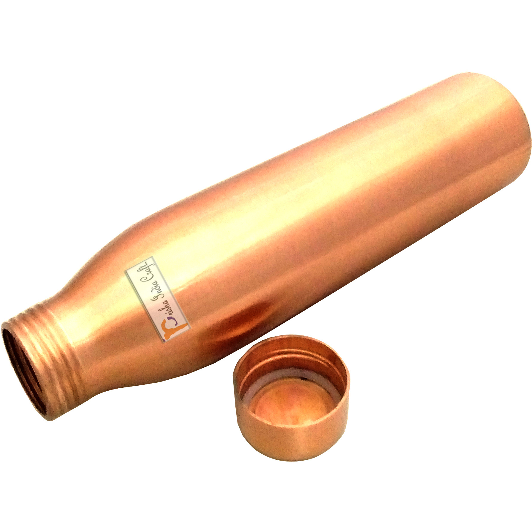 Prisha India Craft Seam Less Pure Copper Water Bottle New Style Storage Water, Travel Essential, Yoga, Copper Bottles | Capacity 1000 ML