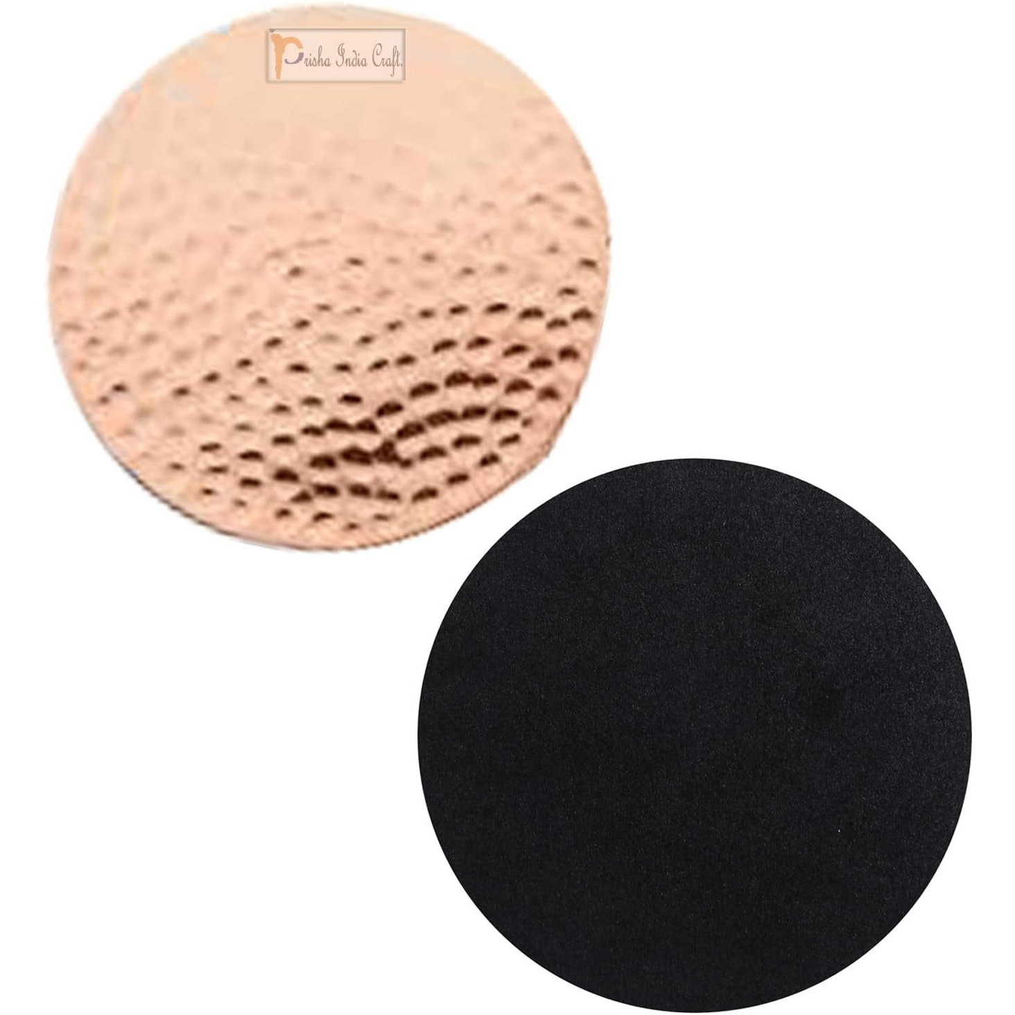 Prisha India Craft Copper Plating Hammered Design Coasters for Mugs Unique Gift for Home and Office| Diameter 3.50 INCH | Set of 6