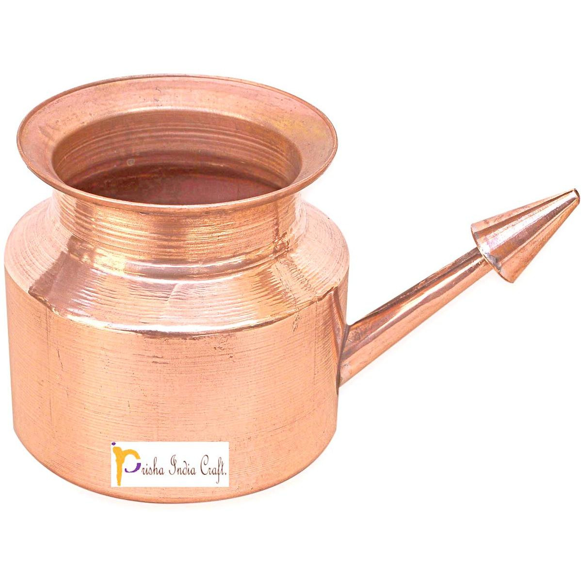 Prisha India Craft Copper Neti Pot for Sinus Irrigation (Gold)