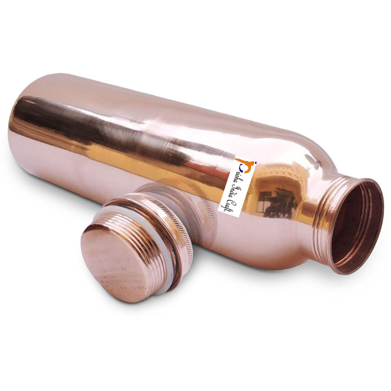 600ml / 20.28oz - Prisha India Craft B. - Pure Copper Water Bottle for Health Benefits | Joint Free, Handmade Water Bottle - Christmas Gift