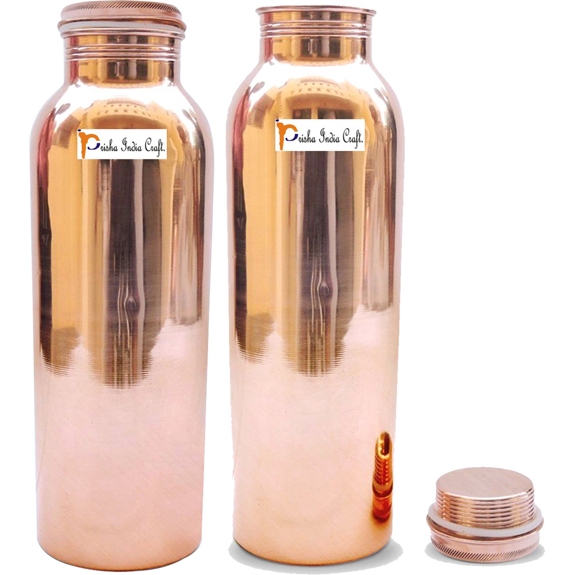 Indian Handmade Pure Copper Water Bottle For Ayurveda Health Benefits Set of 1 P 