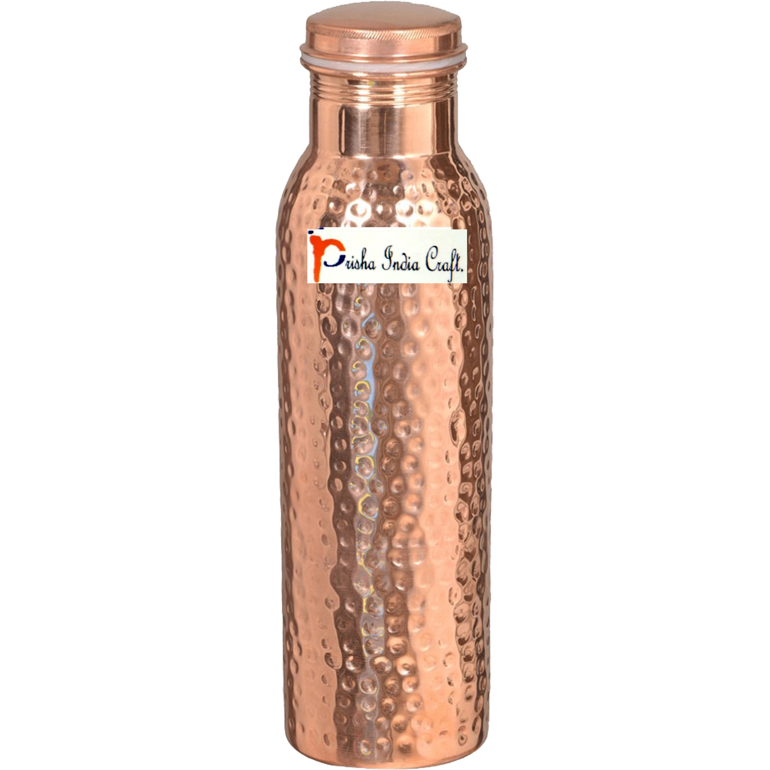 600ML / 20.28oz - Prisha India Craft B. - Pure Copper Water Bottle for Health Benefits | Joint Free, Best Quality Water Bottle - Handmade Christmas Gift Item - FREE BOTTLE CLEANING BRUSH