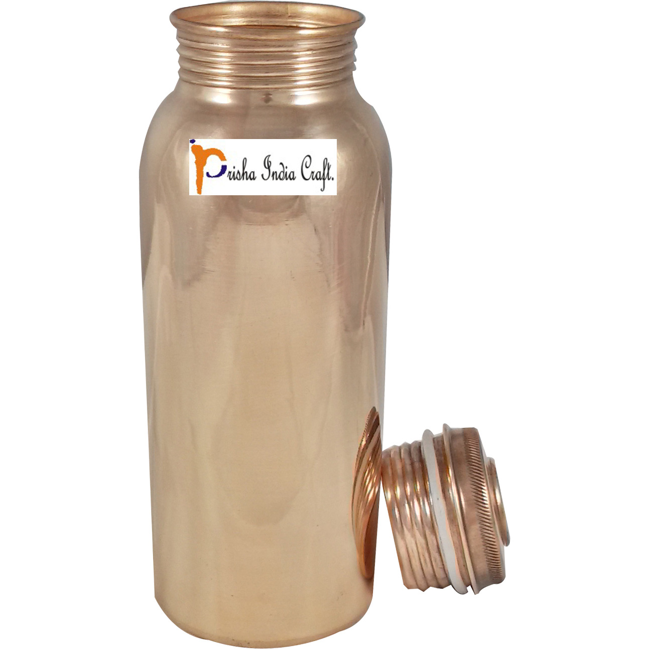700ml / 23.67oz - Prisha India Craft B. Pure Copper Water Bottle for Health Benefits - Handmade Water Bottles - Christmas Gift