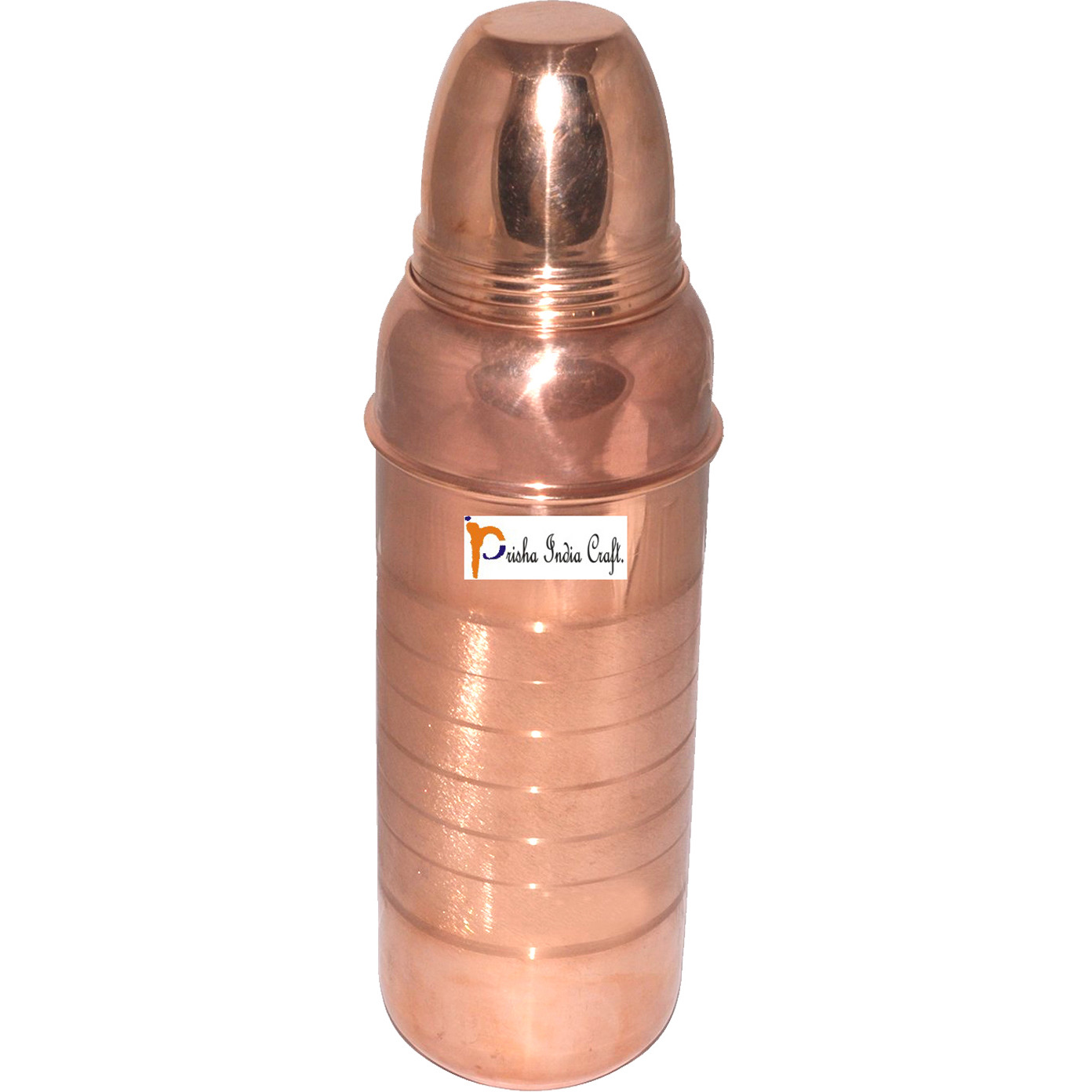 Prisha India Craft B. 800 ML Pure Copper Water Bottle New Design Copper Water Pitcher for the Refrigerator - Sports water Bottles - Christmas Gift with Bottle Cleaning Brush