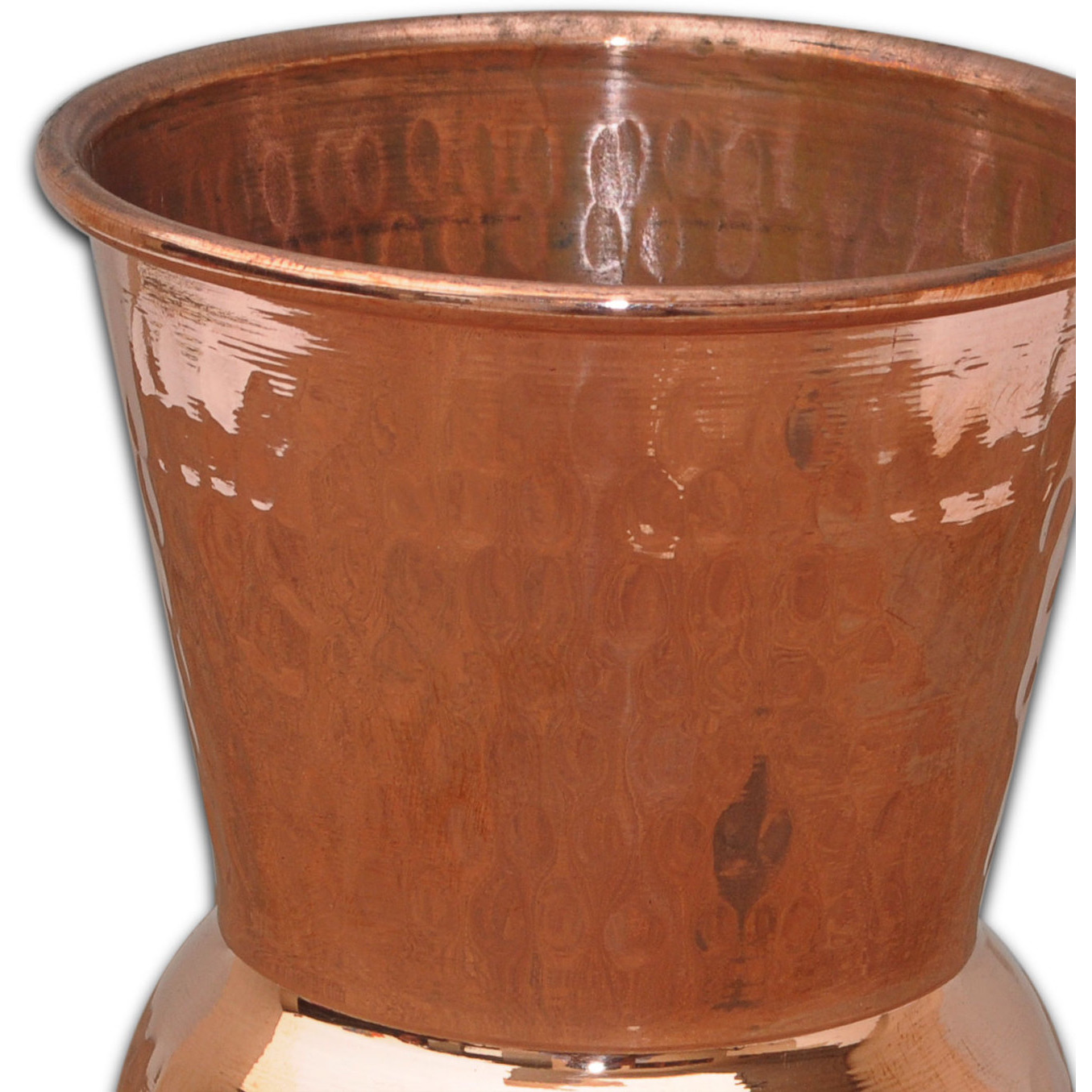 Set of 6 - Prisha India Craft B. Copper Muglai Matka Glass Hammered Style Drinkware Tumbler Handmade Copper Cups - Traveller's Copper Mug for Ayurveda Benefits