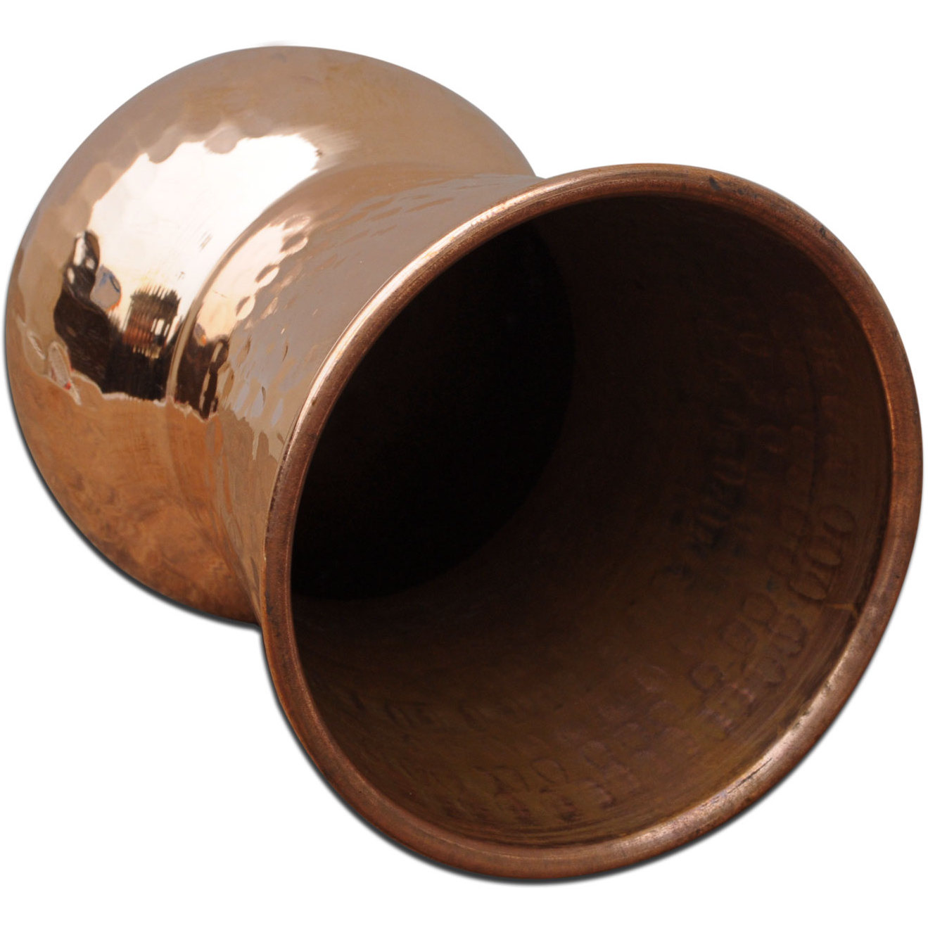 Set of 6 - Prisha India Craft B. Copper Muglai Matka Glass Hammered Style Drinkware Tumbler Handmade Copper Cups - Traveller's Copper Mug for Ayurveda Benefits