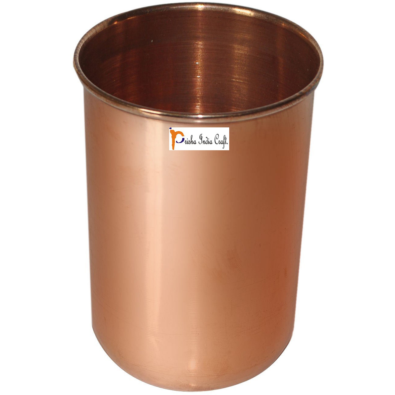 Set of 6 - Prisha India Craft B. Pure Copper Glass Cup for Water - Handmade Water Glasses - Traveller's Copper Mug for Ayurveda Benefits