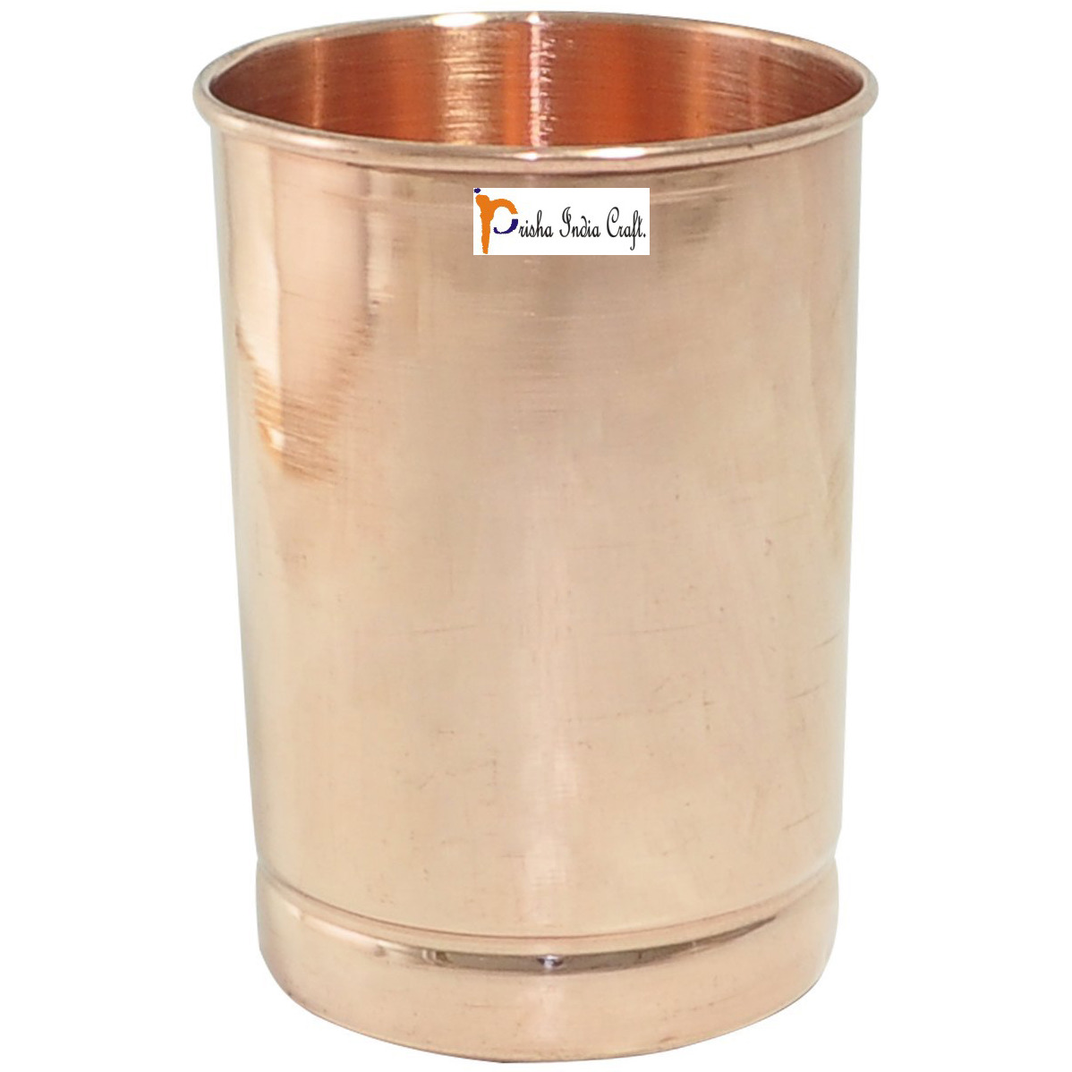 Set of 3 - Prisha India Craft B. Pure Copper Glass Cup for Water - Handmade Water Glasses - Traveller's Copper Mug for Ayurveda Benefits