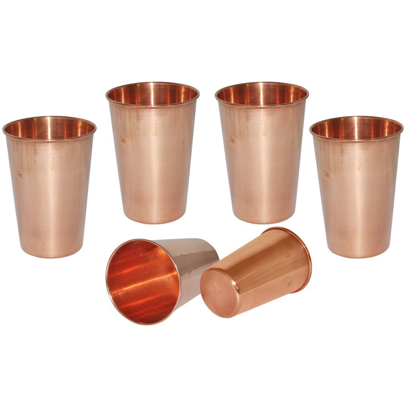 Set of 6 - Prisha India Craft B. Copper Cup Water Tumbler - Handmade Water Glasses - Traveller's Copper Mug for Ayurveda Benefits