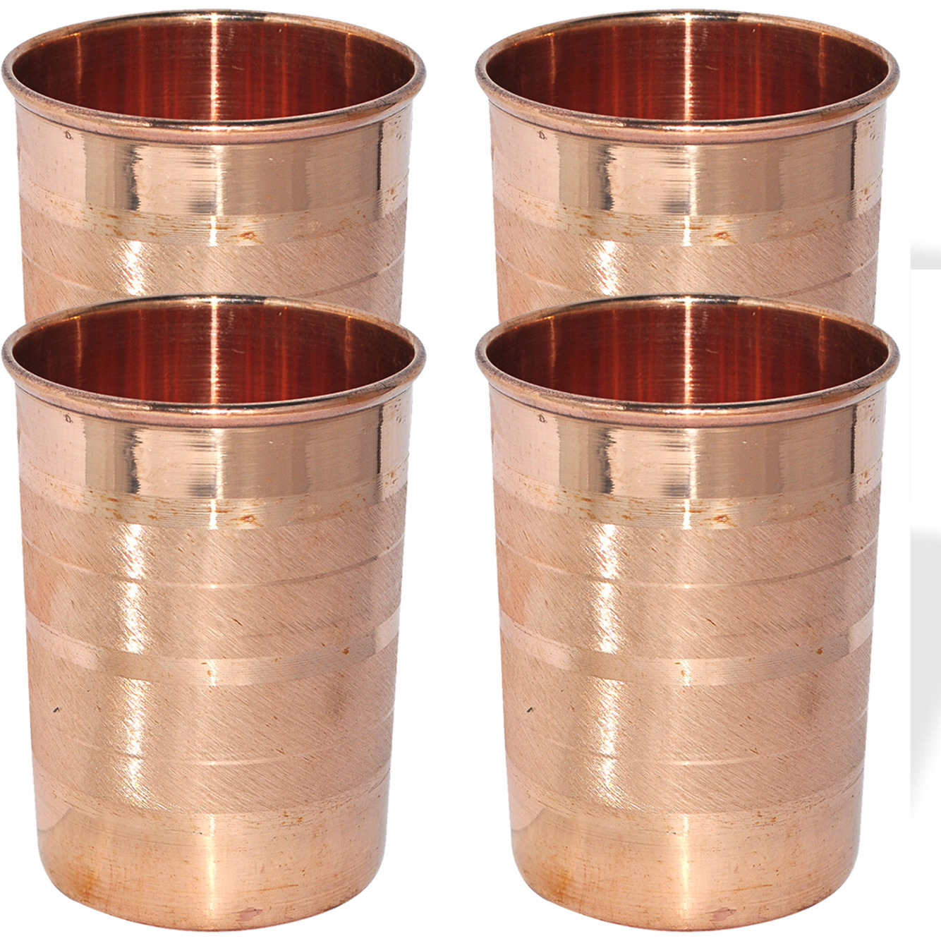 Set of 4 - Prisha India Craft B. Copper Cup Water Tumbler - Handmade Water Glasses - Traveller's Copper Mug for Ayurveda Benefits