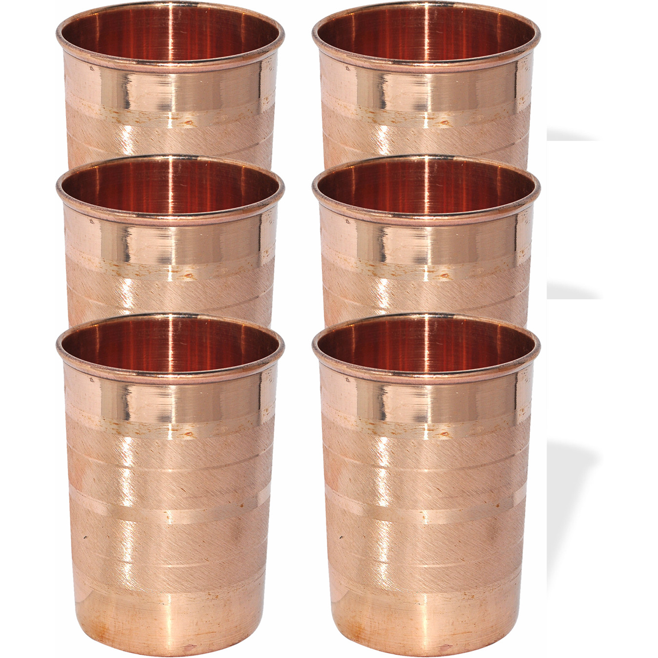 Set of 6 - Prisha India Craft B. Copper Cup Water Tumbler - Handmade Water Glasses - Traveller's Copper Mug for Ayurveda Benefits