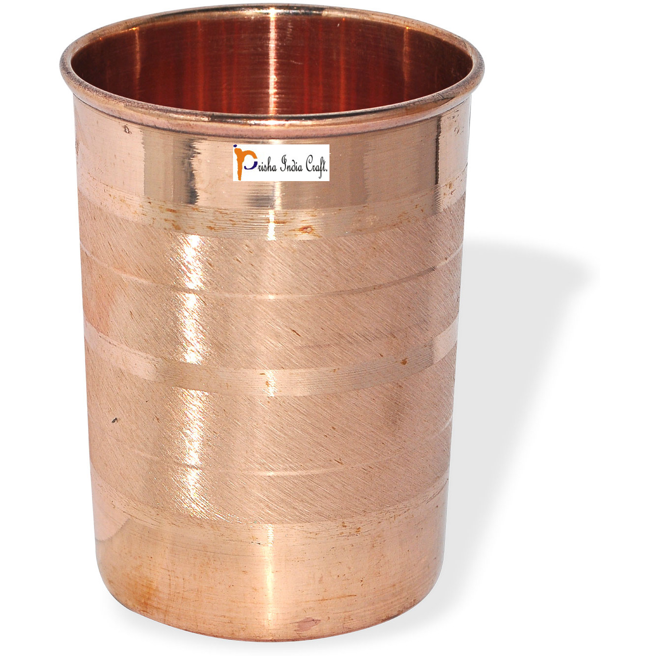 Set of 6 - Prisha India Craft B. Copper Cup Water Tumbler - Handmade Water Glasses - Traveller's Copper Mug for Ayurveda Benefits