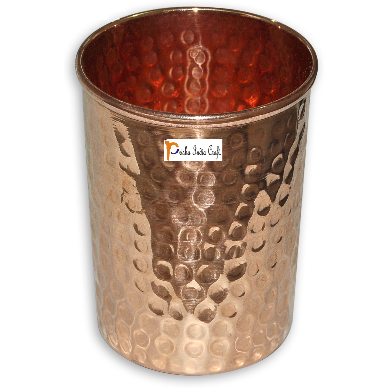 Set of 4 - Prisha India Craft B. Copper Cup Water Tumbler - Handmade Water Glasses - Traveller's Copper Mug for Ayurveda Benefits