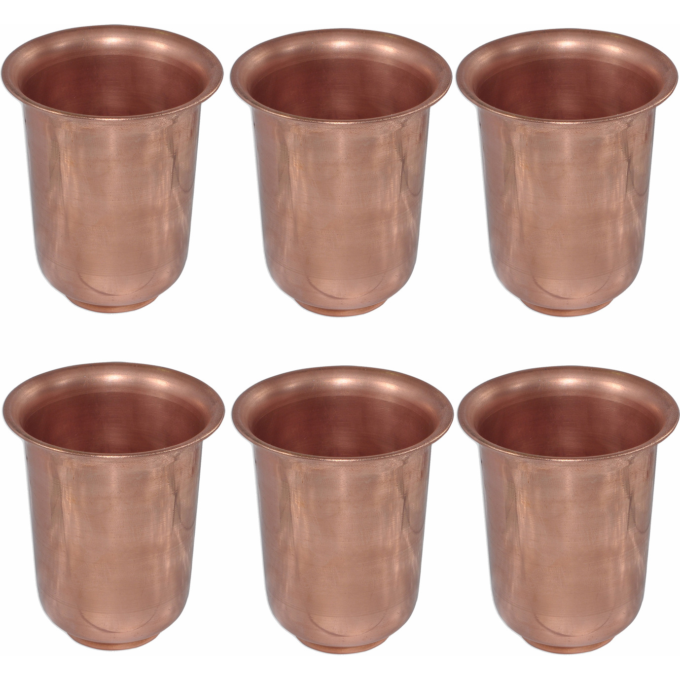 Set of 6 - Prisha India Craft B. Handmade Water Glass Copper Tumbler | Traveller's Copper Cup