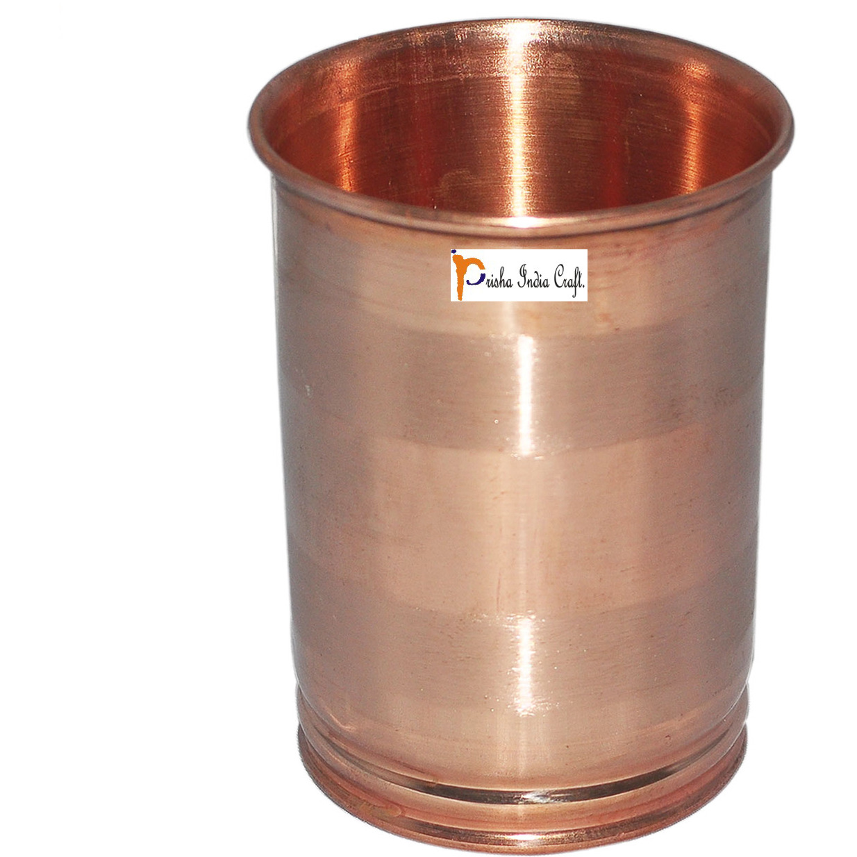 Set of 6 - Prisha India Craft B. Drinking Copper Glass Tumbler Handmade Water Glasses - Traveller's Copper Mug for Ayurveda Benefits - Copper Cup