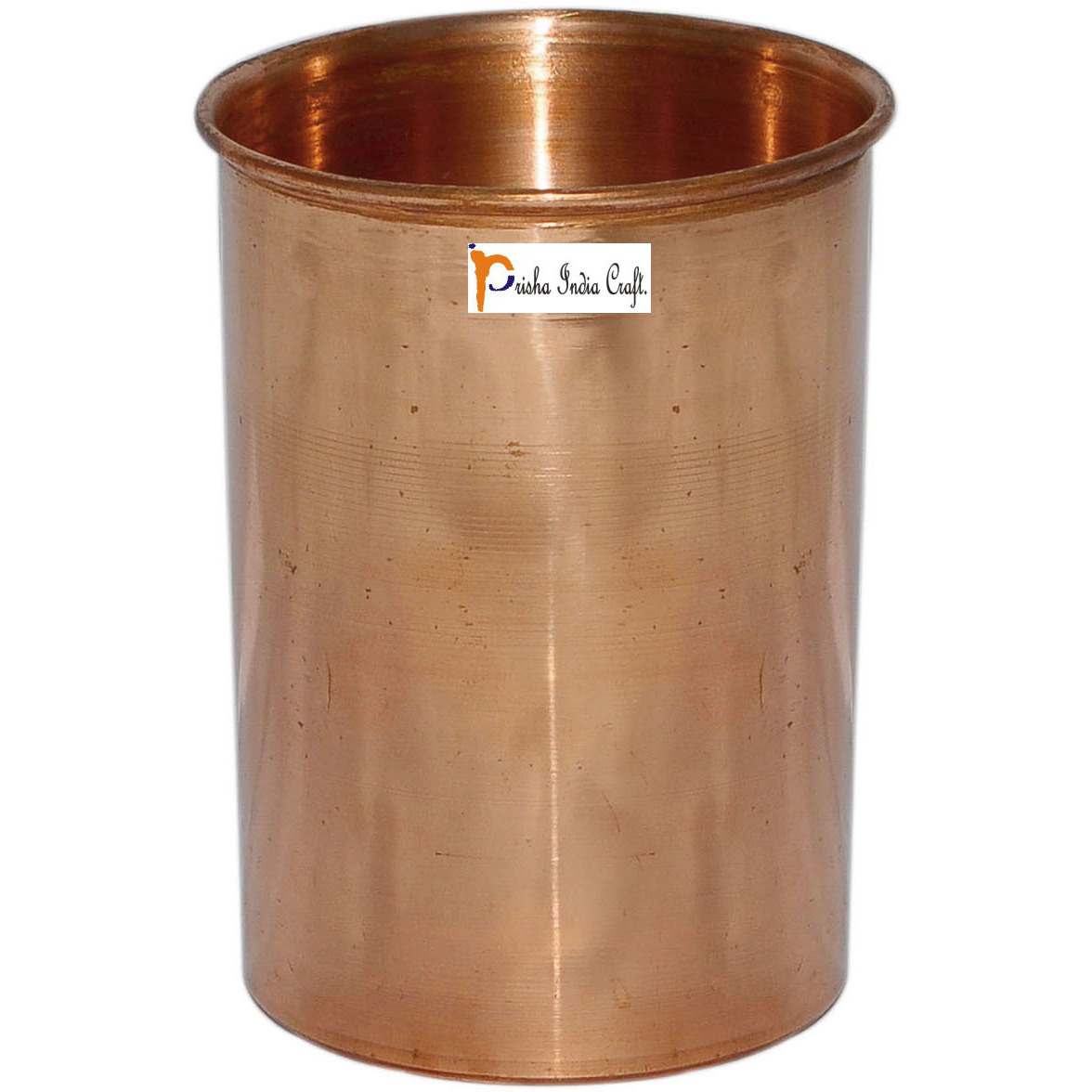 Set of 6 - Prisha India Craft B. Drinking Copper Glass Tumbler Handmade Water Glasses - Traveller's Copper Mug for Ayurveda Benefits - Copper Cup