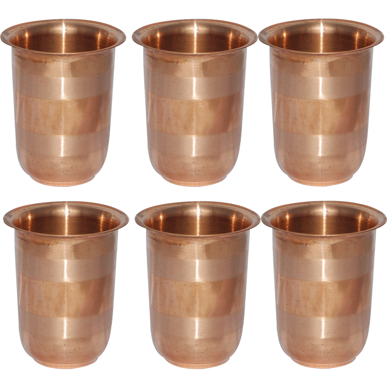 Set of 6 - Prisha India Craft B. Drinking Copper Glass Tumbler Handmade Water Glasses - Copper Cup - Traveller's Copper Mug for Ayurveda Benefits