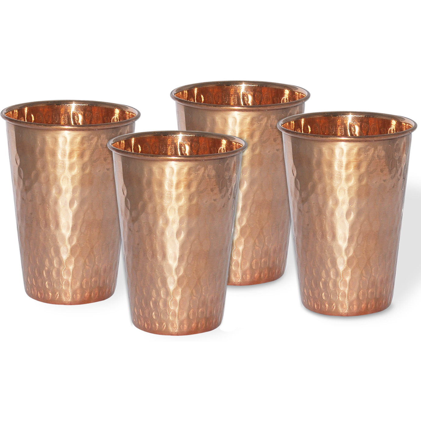 Set of 4 - Prisha India Craft B. Copper Cup Water Tumbler - Handmade Water Glasses - Traveller's Copper Mug for Ayurveda Benefits