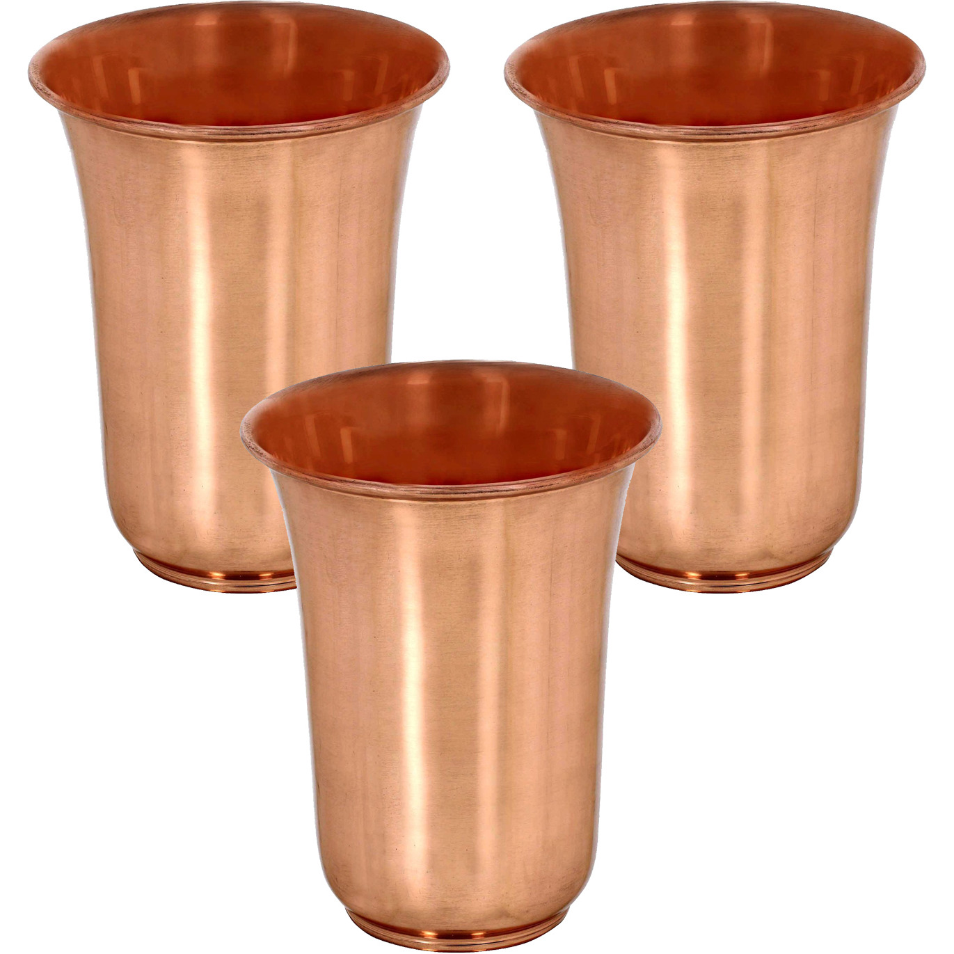 Set of 3 - Prisha India Craft B. Handmade Water Glass Copper Tumbler | Traveller's Copper Cup