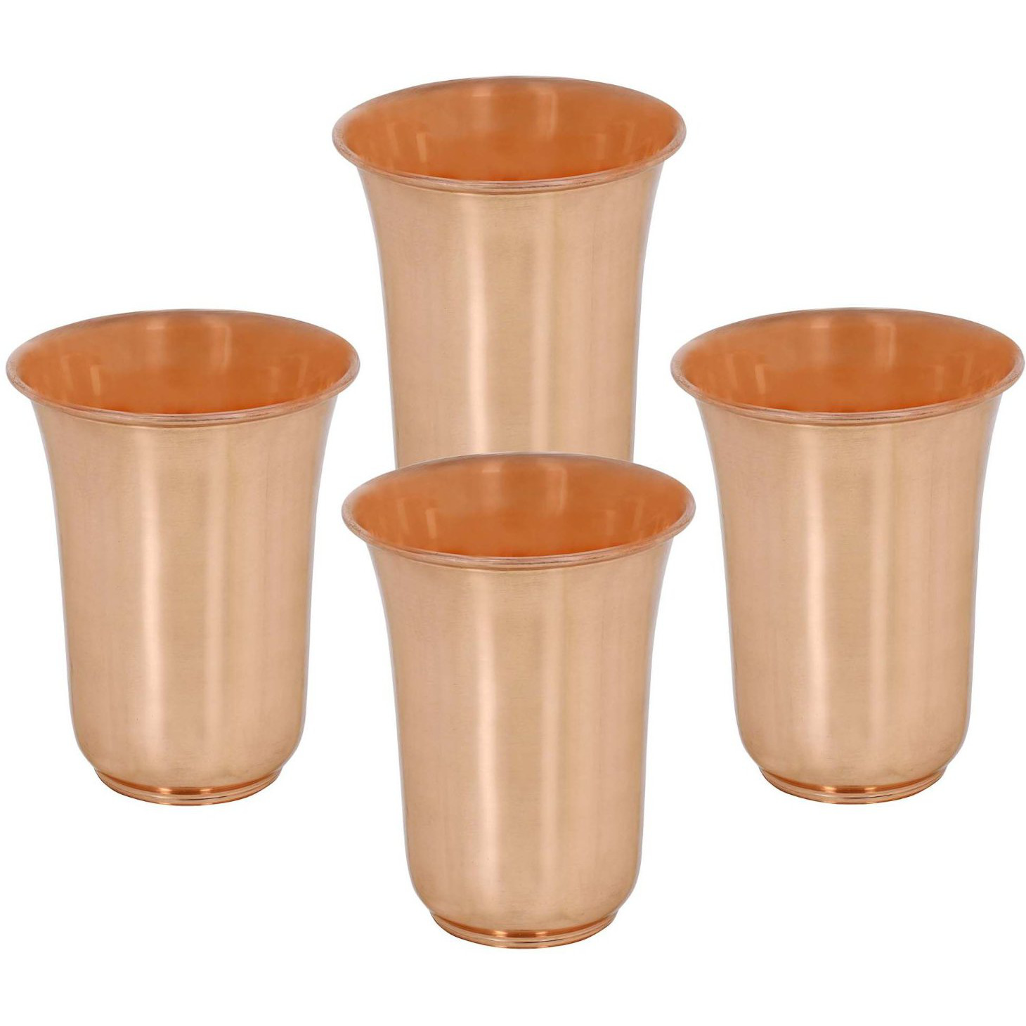 Set of 4 - Prisha India Craft B. Handmade Water Glass Copper Tumbler | Traveller's Copper Cup