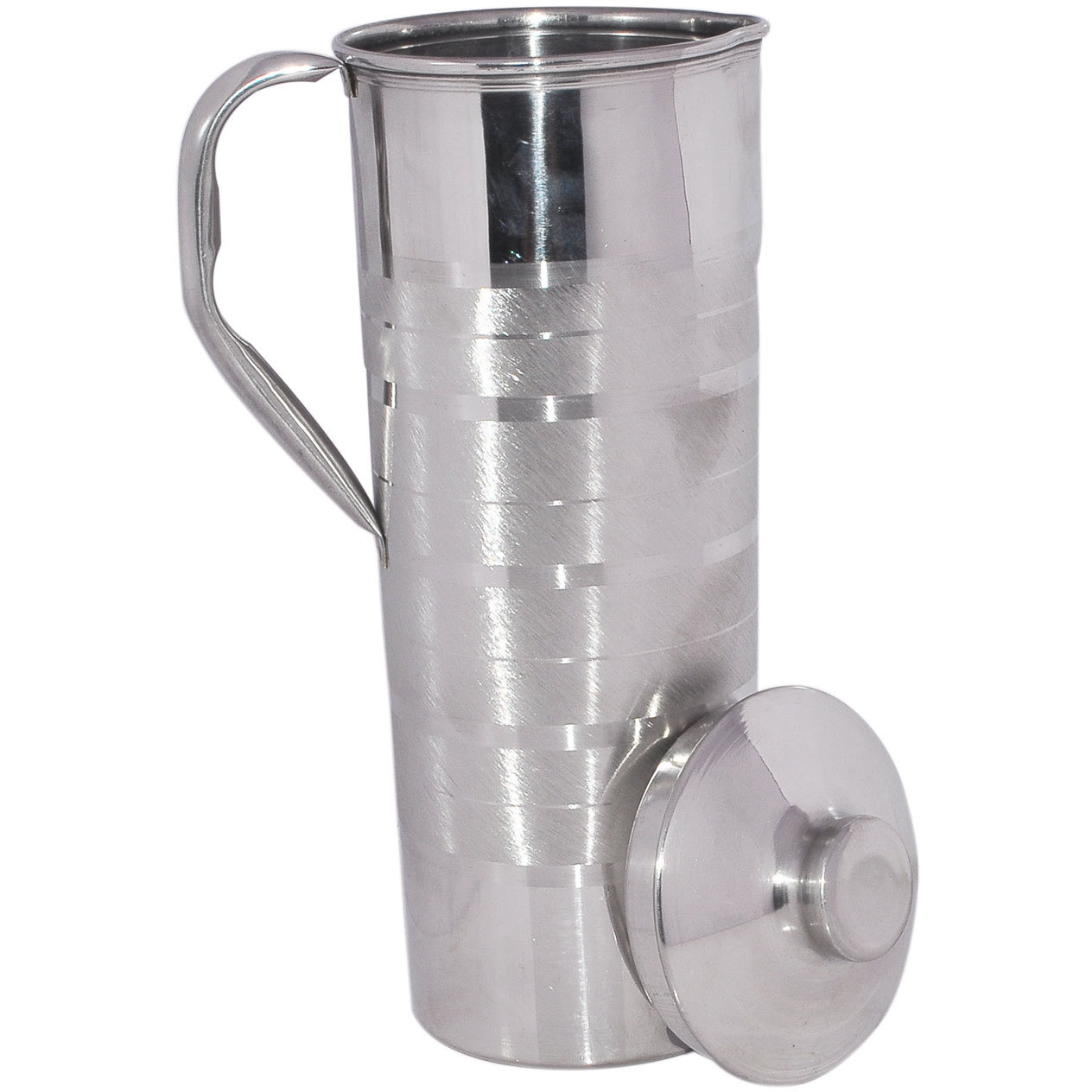 Prisha India Pure Handmade Stainless Steel Jug with Lid Capacity 0.9 L