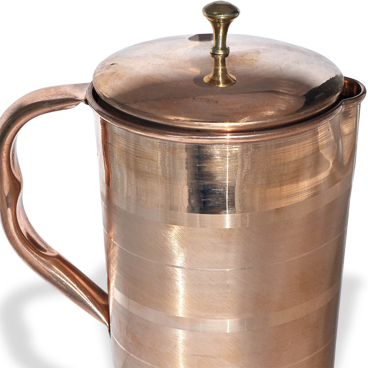 Prisha India Craft B. Pure Copper Water Jug Drinkware Tableware Pitcher for Ayurveda Healing Capacity 1.6 L