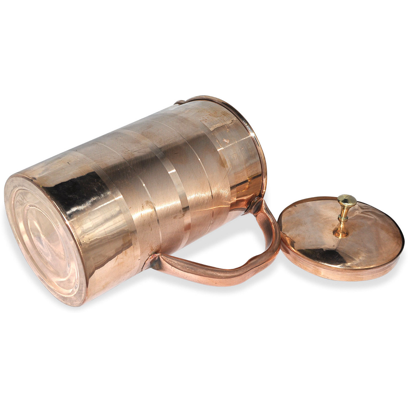 Prisha India Craft B. Pure Copper Water Jug Drinkware Tableware Pitcher for Ayurveda Healing Capacity 1.6 L