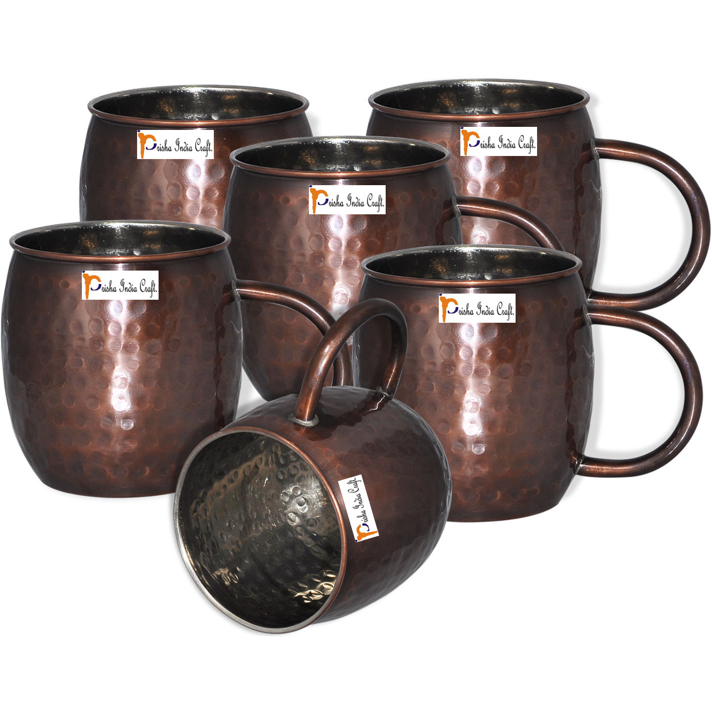 Set of Prisha India Craft Moscow Mule Solid Copper Mug 550 ML 18 oz 