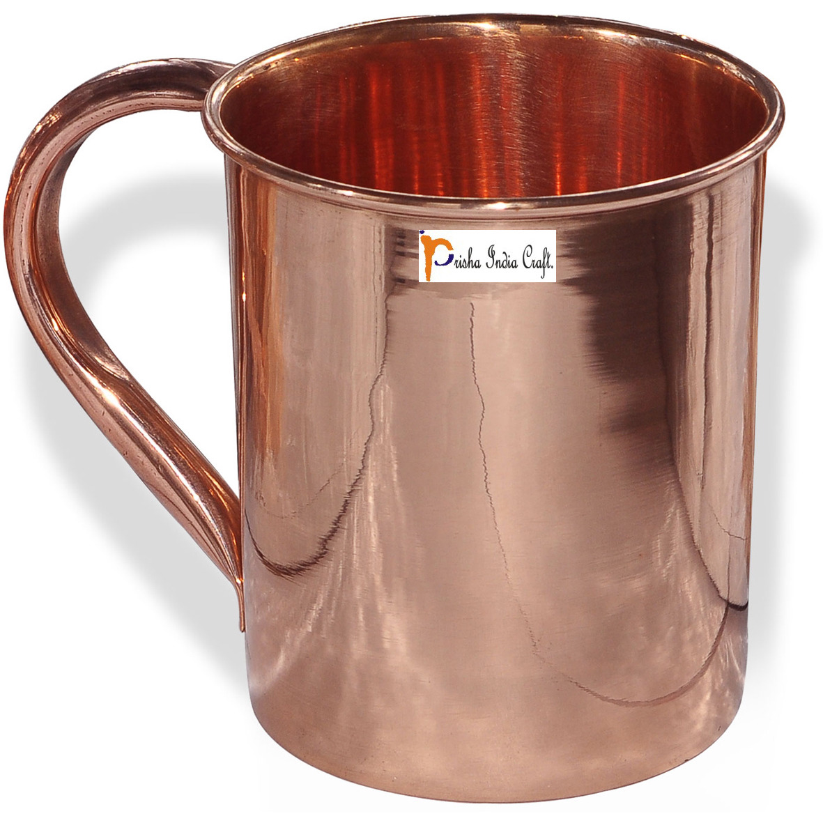 Set of 4 - Prisha India Craft B.Copper Mug for Moscow Mules 450 ML / 15 oz - 100% pure copper - Lacquered Finish Mule Cup, Moscow Mule Cocktail Cup, Copper Mugs, Cocktail Mugs with No Inner Linings