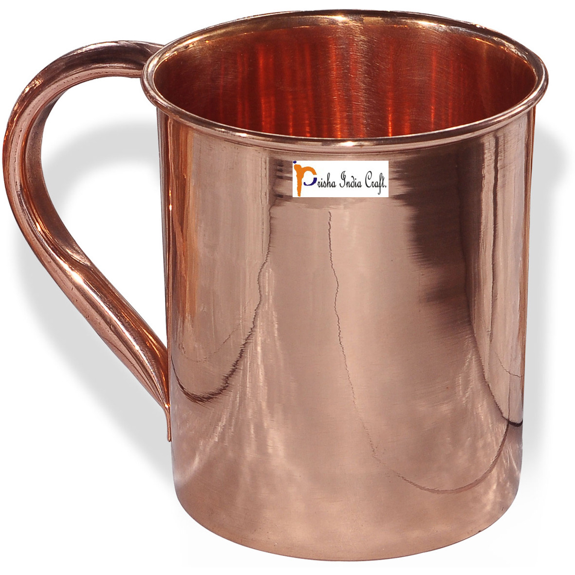 Set of 8 - Prisha India Craft B. Copper Mug for Moscow Mules 450 ML / 15 oz - 100% pure copper - Lacquered Finish Mule Cup, Moscow Mule Cocktail Cup, Copper Mugs, Cocktail Mugs with No Inner Linings