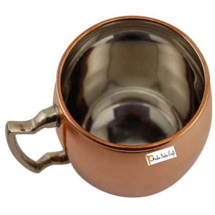 Set of 4 - Prisha India Craft B. Copper Mug for Moscow Mules 550 ML / 18 oz Inside Nickle Plain Best Quality Lacquered Finish Mule Cup, Moscow Mule Cocktail Cup, Copper Mugs, Cocktail Mugs