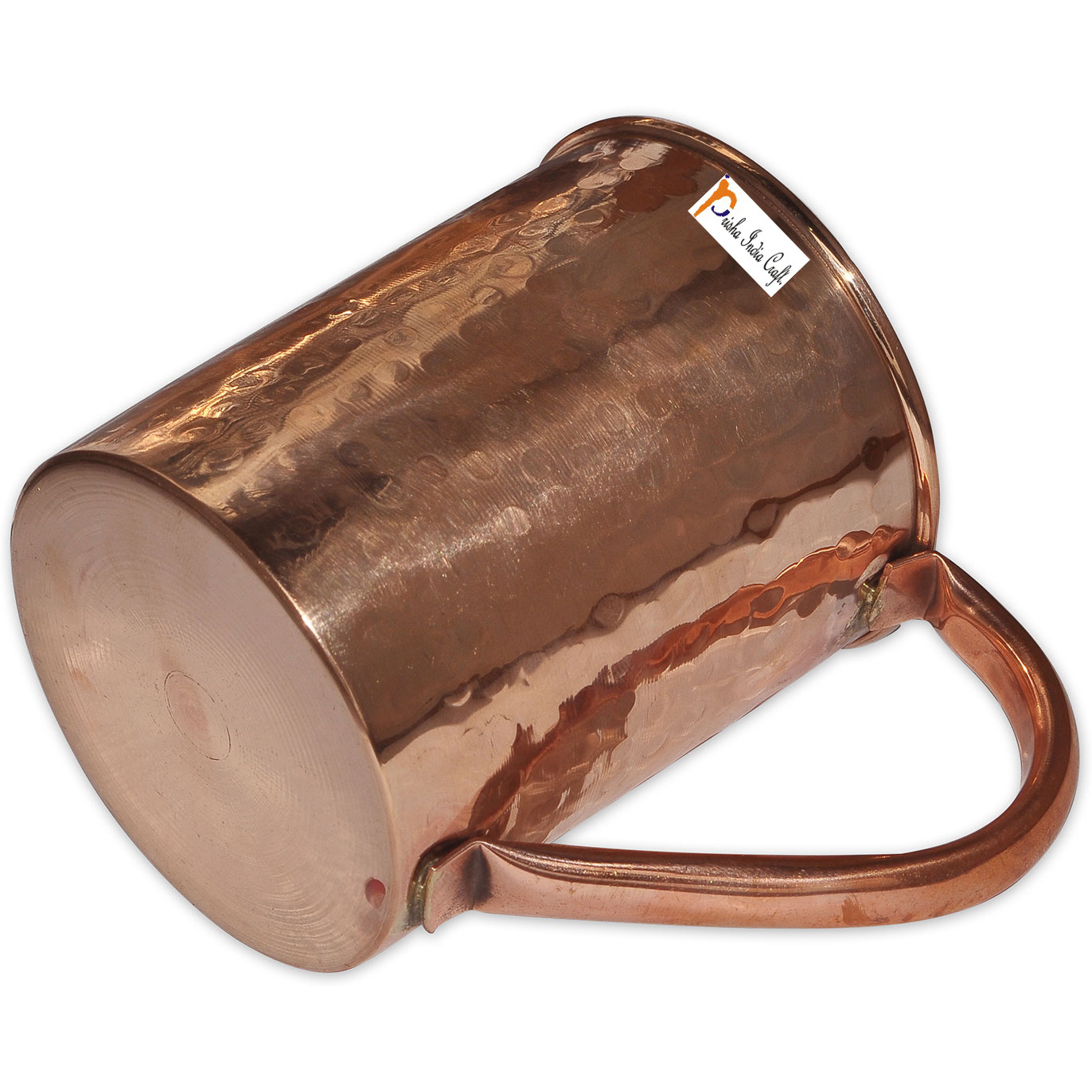 Set of 4 - Prisha India Craft B. Copper Mug for Moscow Mules 500 ML / 16.90 oz - 100% pure copper - Lacquered Finish - Hammered Style Mule Cup, Moscow Mule Cocktail Cup, Copper Mugs, Cocktail Mugs