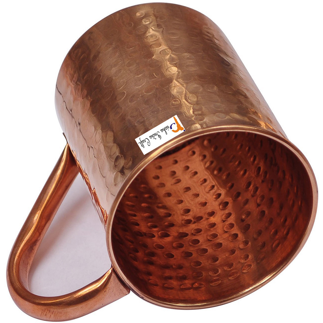 Set of 6 - Prisha India Craft B. Copper Mug for Moscow Mules 500 ML / 16.90 oz - 100% pure copper - Lacquered Finish - Hammered Style Mule Cup, Moscow Mule Cocktail Cup, Copper Mugs, Cocktail Mugs