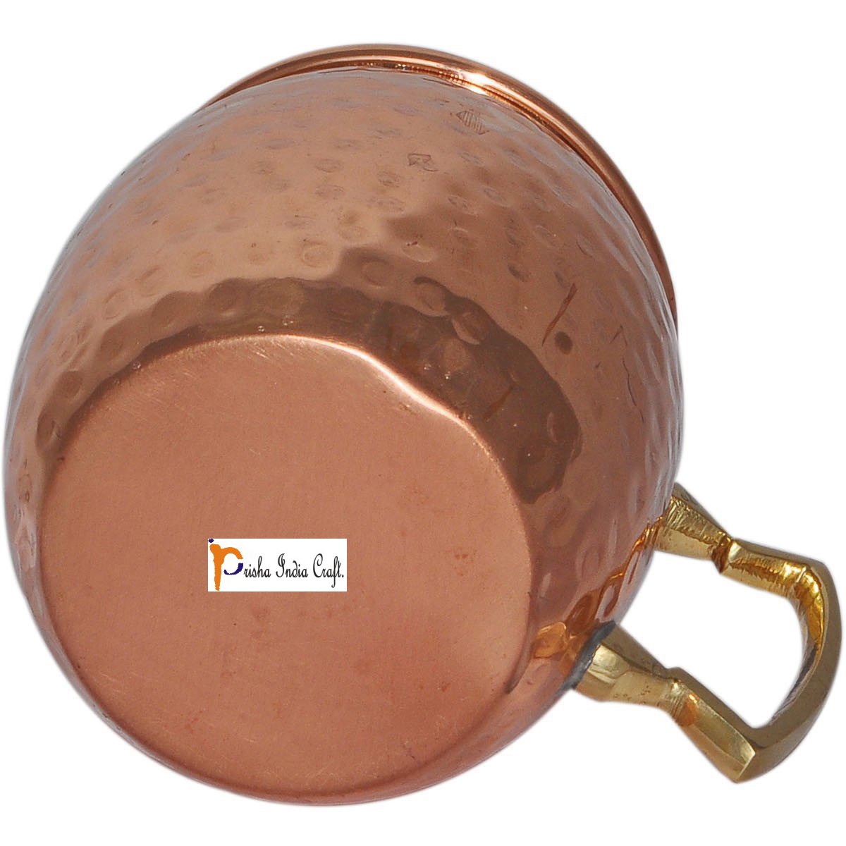 Set of 4 - Prisha India Craft B. Moscow Mule Solid Copper Mug 550 ML / 18 oz - 100% Pure Copper Hammered Best Quality Lacquered Finish, Cocktail Cup, Copper Mugs, Cocktail Mugs with No Inner Linings