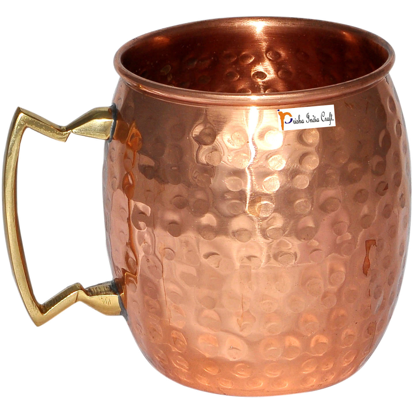 Set of 4 - Prisha India Craft B. Moscow Mule Solid Copper Mug 550 ML / 18 oz - 100% Pure Copper Hammered Best Quality Lacquered Finish, Cocktail Cup, Copper Mugs, Cocktail Mugs with No Inner Linings