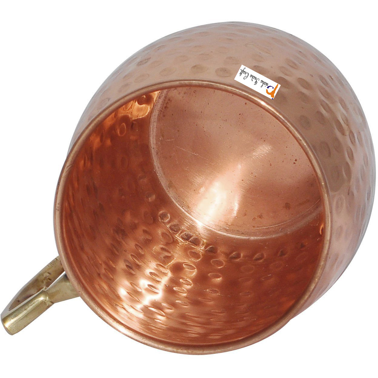 Set of 6 - Prisha India Craft B. Moscow Mule Solid Copper Mug 550 ML / 18 oz - 100% Pure Copper Hammered Best Quality Lacquered Finish, Cocktail Cup, Copper Mugs, Cocktail Mugs with No Inner Linings