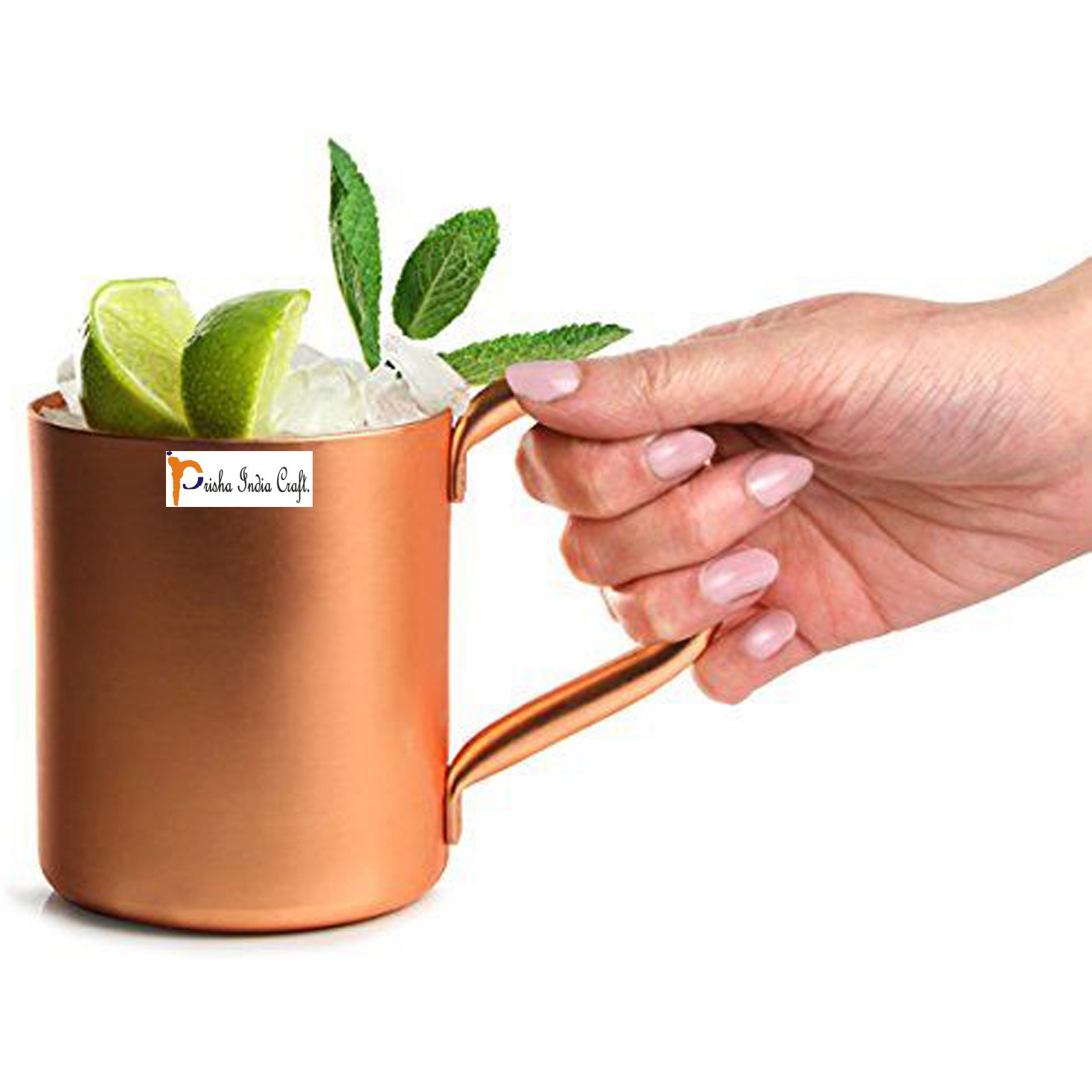 Set of 6 - Prisha India Craft B. Copper Mug for Moscow Mules 450 Ml / 15 Oz - 100% Pure Copper - Lacquered Finish - Solid Copper Best Quality Moscow Mule Mug, Cocktail Cup, Copper Mugs, Cocktail Mugs