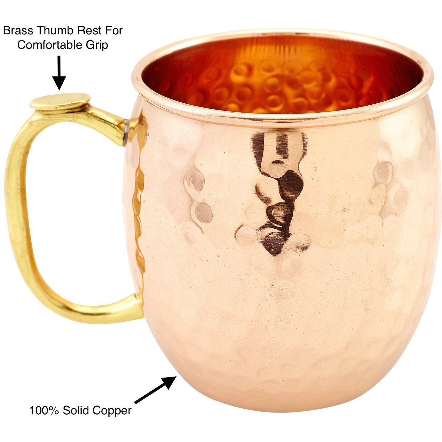 Set of 6 - Prisha India Craft B. Copper Mug for Moscow Mules 550 ML / 18 oz Pure Copper Mug Mule Cup, Moscow Mule Cocktail Cup, Copper Mugs, Cocktail Mugs