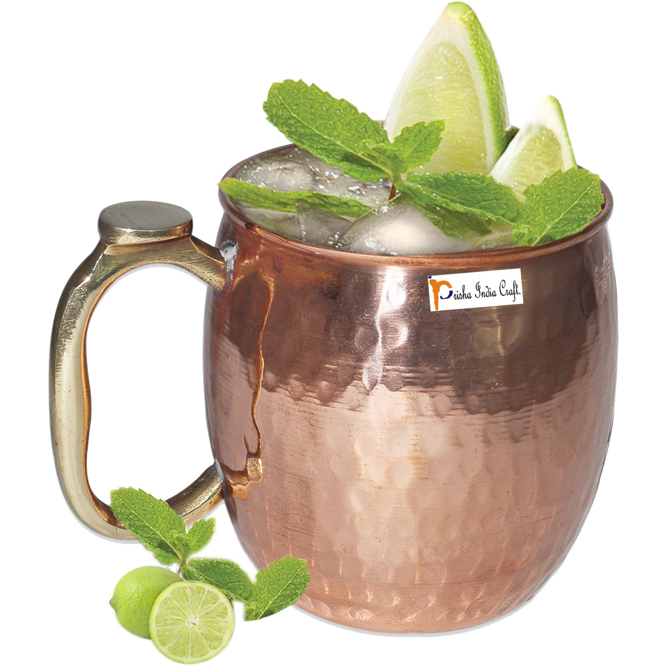 Set of 6 - Prisha India Craft B. Copper Mug for Moscow Mules 550 ML / 18 oz Pure Copper Mug Mule Cup, Moscow Mule Cocktail Cup, Copper Mugs, Cocktail Mugs