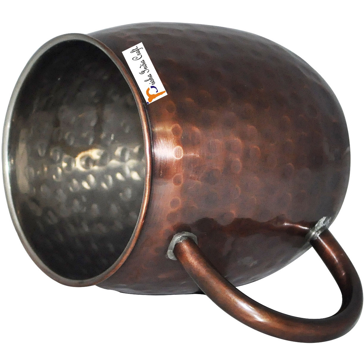 Set of 8 - Prisha India Craft B. Copper Mug for Moscow Mules 550 ML / 18 oz Inside Nickle Copper Antique Style Mug Lacquered Finish Best Quality, Moscow Mule Cocktail Cup, Copper Mugs, Cocktail Mugs