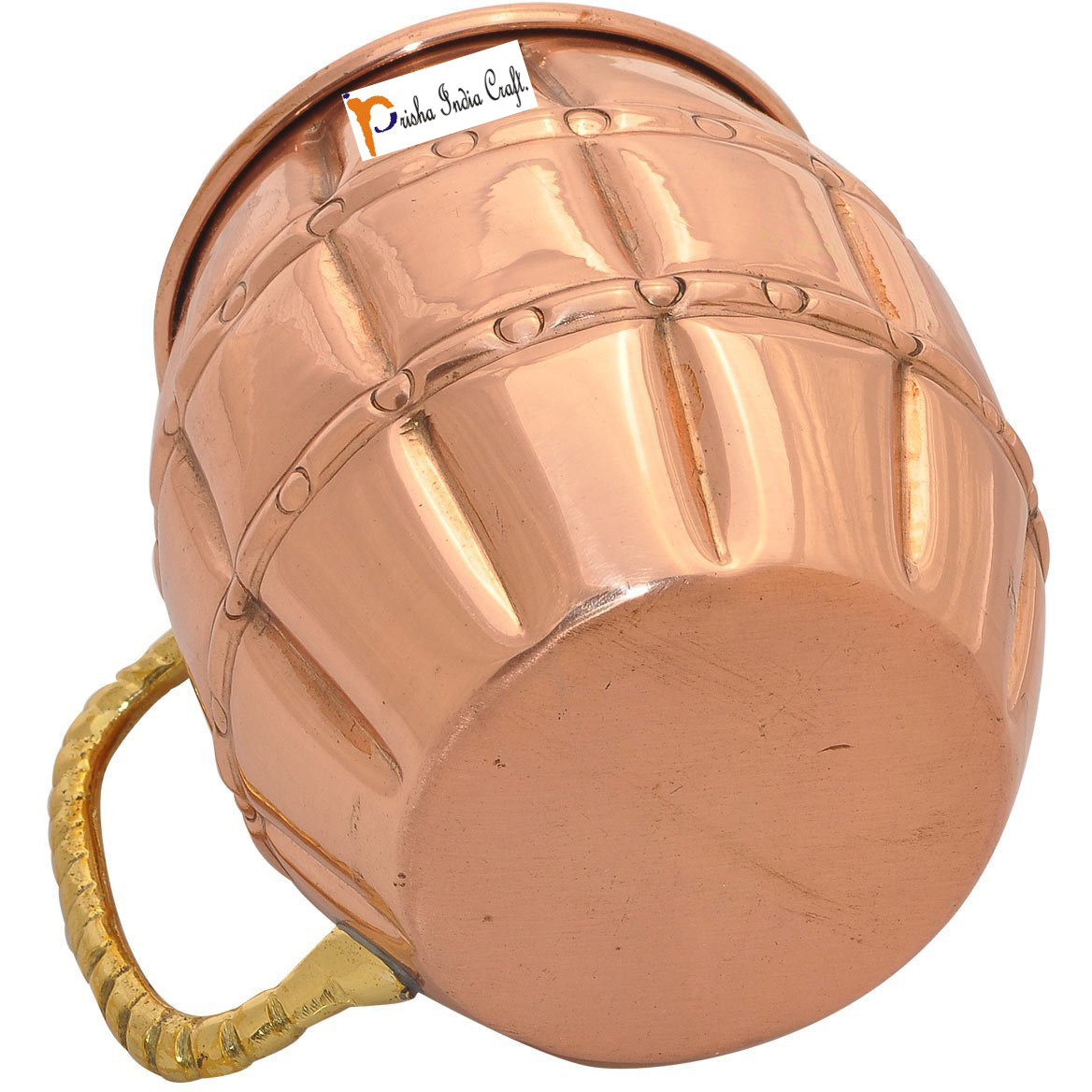 Set of 6 - Prisha India Craft B. Solid Copper Moscow Mule Mug 550 ML / 18 oz 100% Copper Lacquered Finish Best Quality Mule Cup, Moscow Mule Cocktail Cup, Copper Mugs, Cocktail Mugs