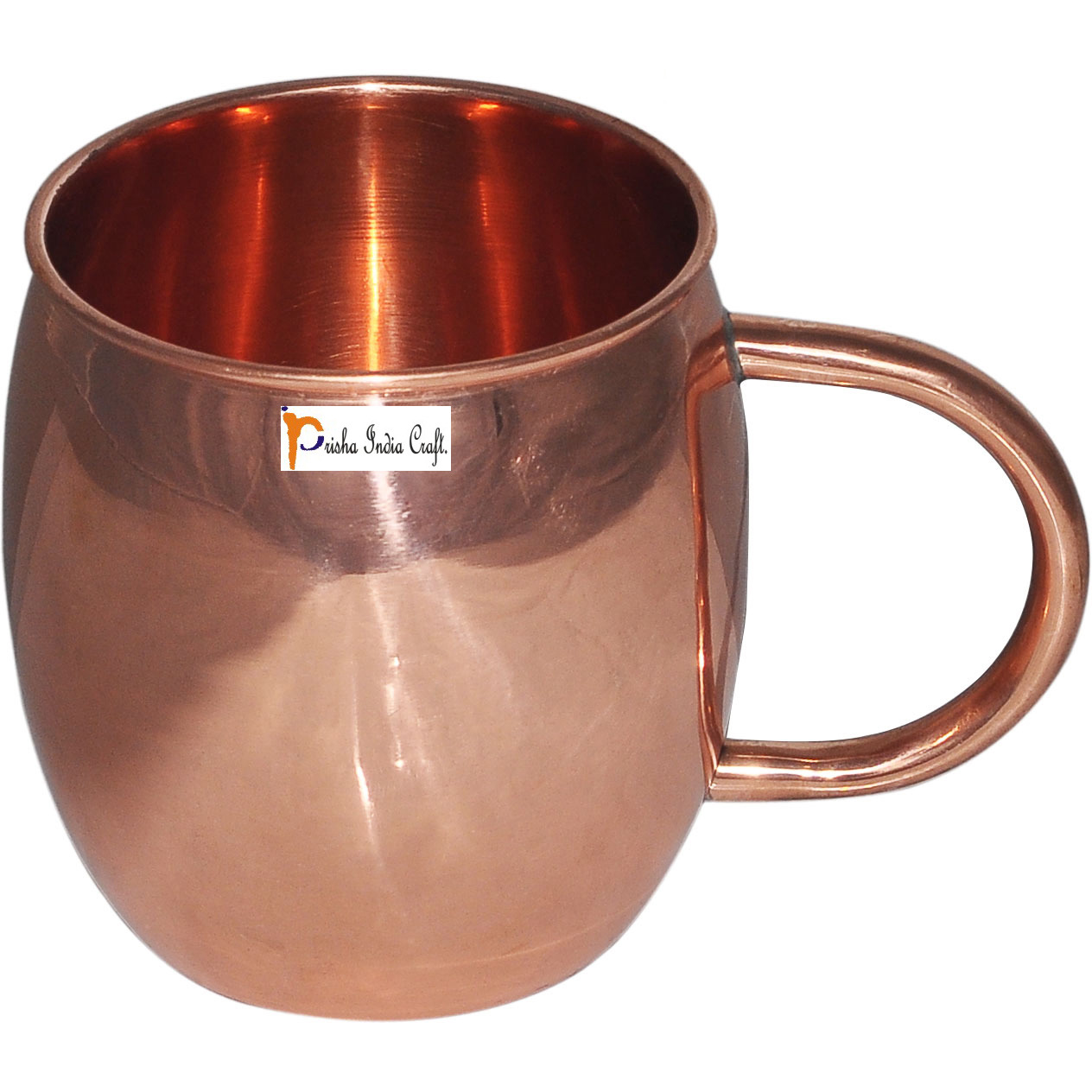Set of 6 - Prisha India Craft B. Copper Barrel Mug Classic for Moscow Mule 520 ML / 17 oz Pure Copper Mug, Copper Mule Cup, Moscow Mule Cocktail Cup, Copper Mugs, Cocktail Mugs - with No Inner Linings