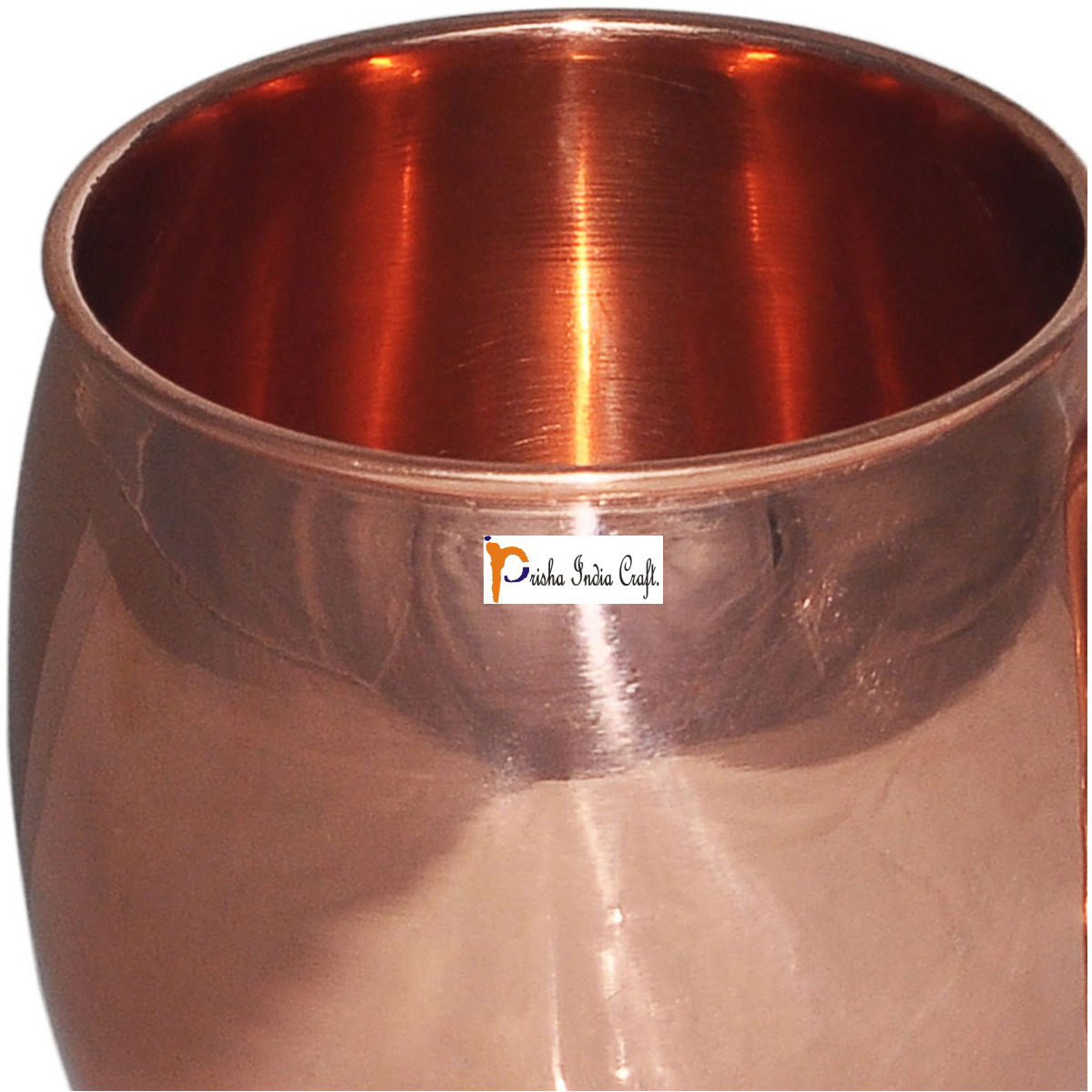 Set of 8 - Prisha India Craft B. Copper Barrel Mug Classic for Moscow Mule 520 ML / 17 oz Pure Copper Mug, Copper Mule Cup, Moscow Mule Cocktail Cup, Copper Mugs, Cocktail Mugs - with No Inner Linings