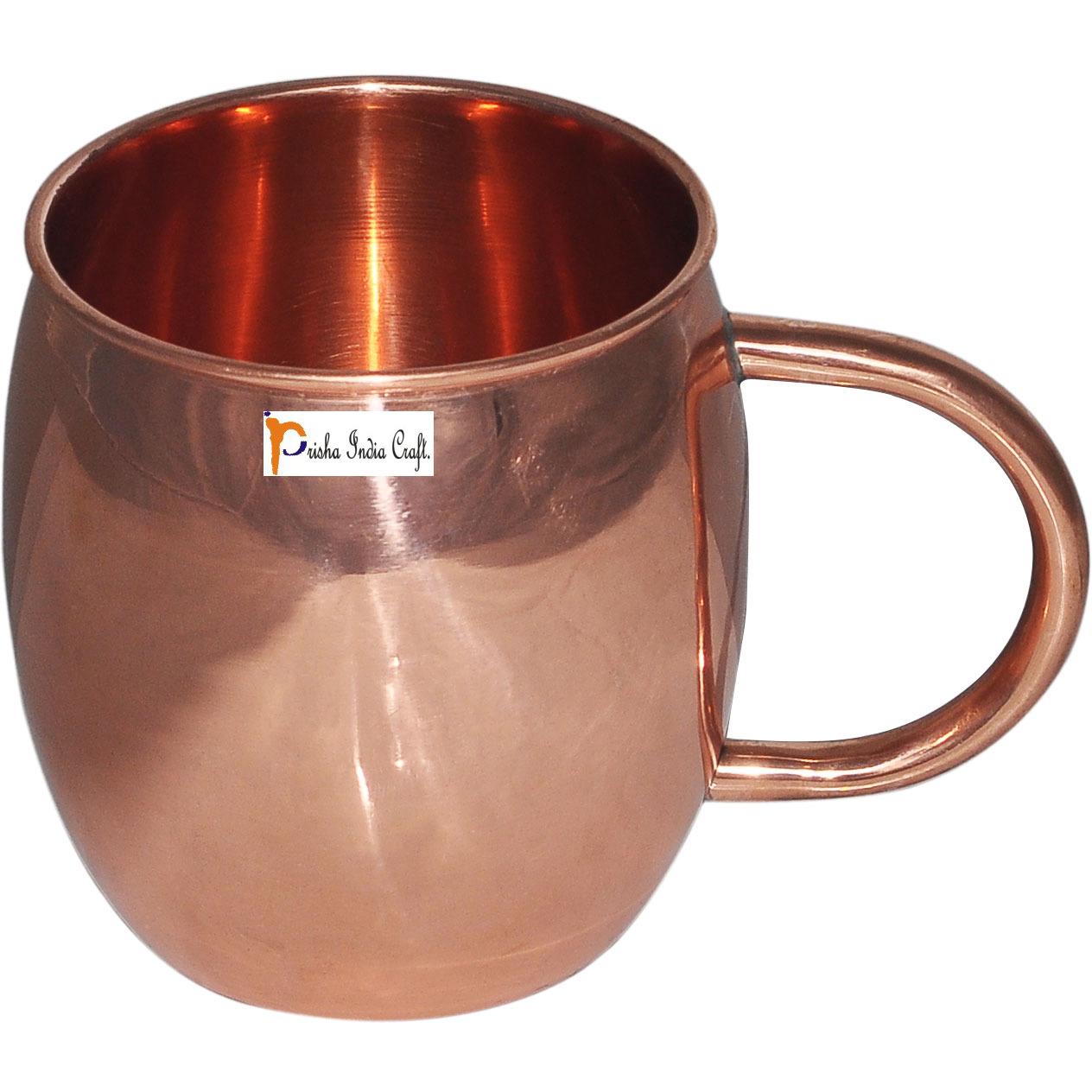 Set of 8 - Prisha India Craft B. Copper Barrel Mug Classic for Moscow Mule 520 ML / 17 oz Pure Copper Mug, Copper Mule Cup, Moscow Mule Cocktail Cup, Copper Mugs, Cocktail Mugs - with No Inner Linings